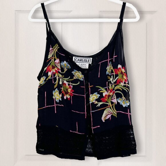 Carlisle Tank and Sweater Set Peacock Floral Design L & XL - Picture 4 of 7